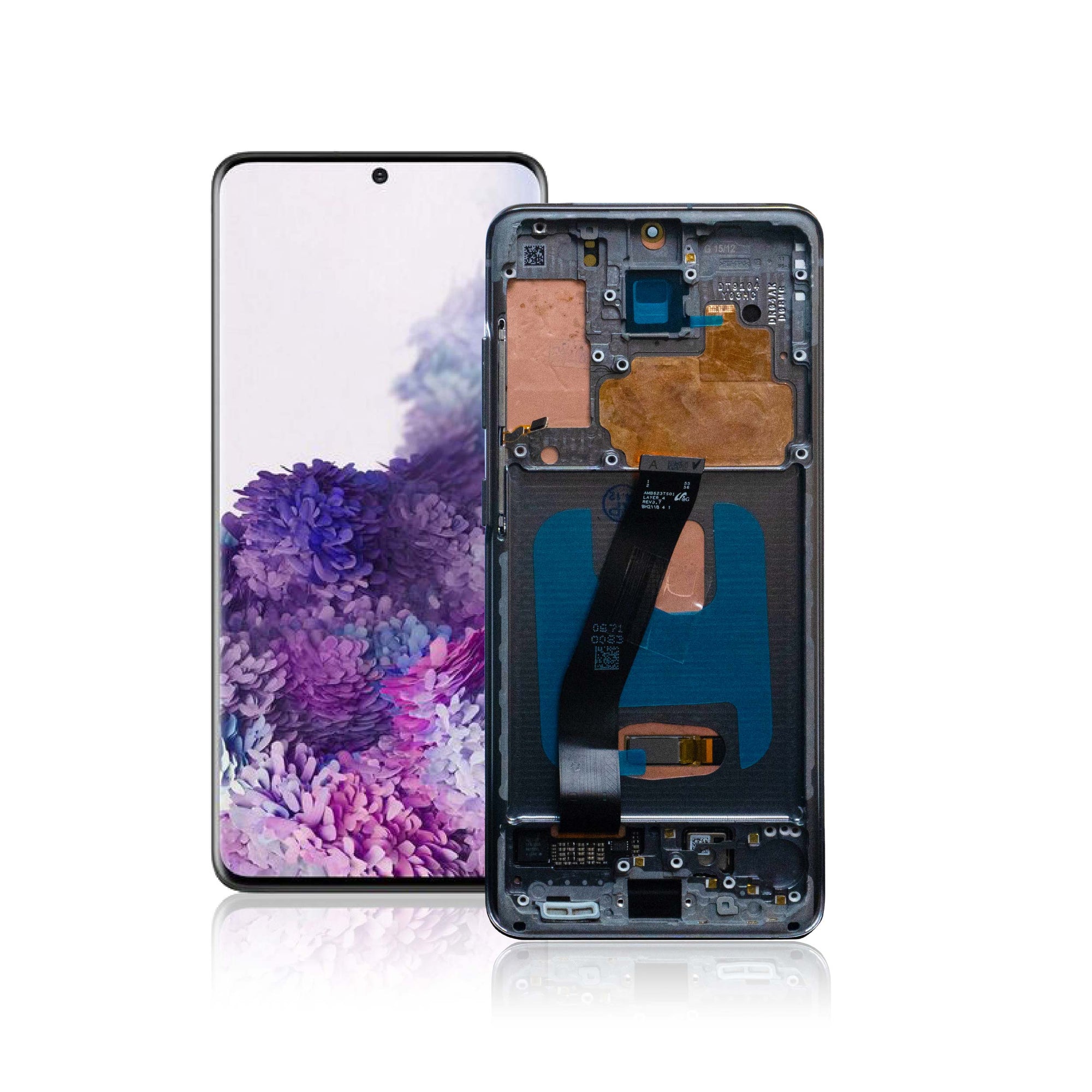 LCD หน้าจอมือถือ จอ OLED แบบมีกรอบ สำหรับ Samsung S20