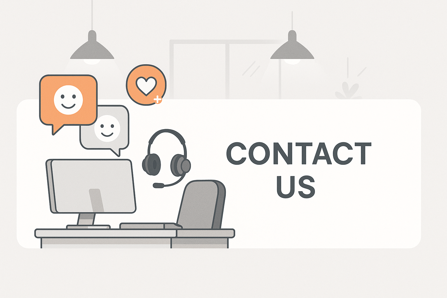 Banner in regtangular size, don't forget the smile and service help desk feeling