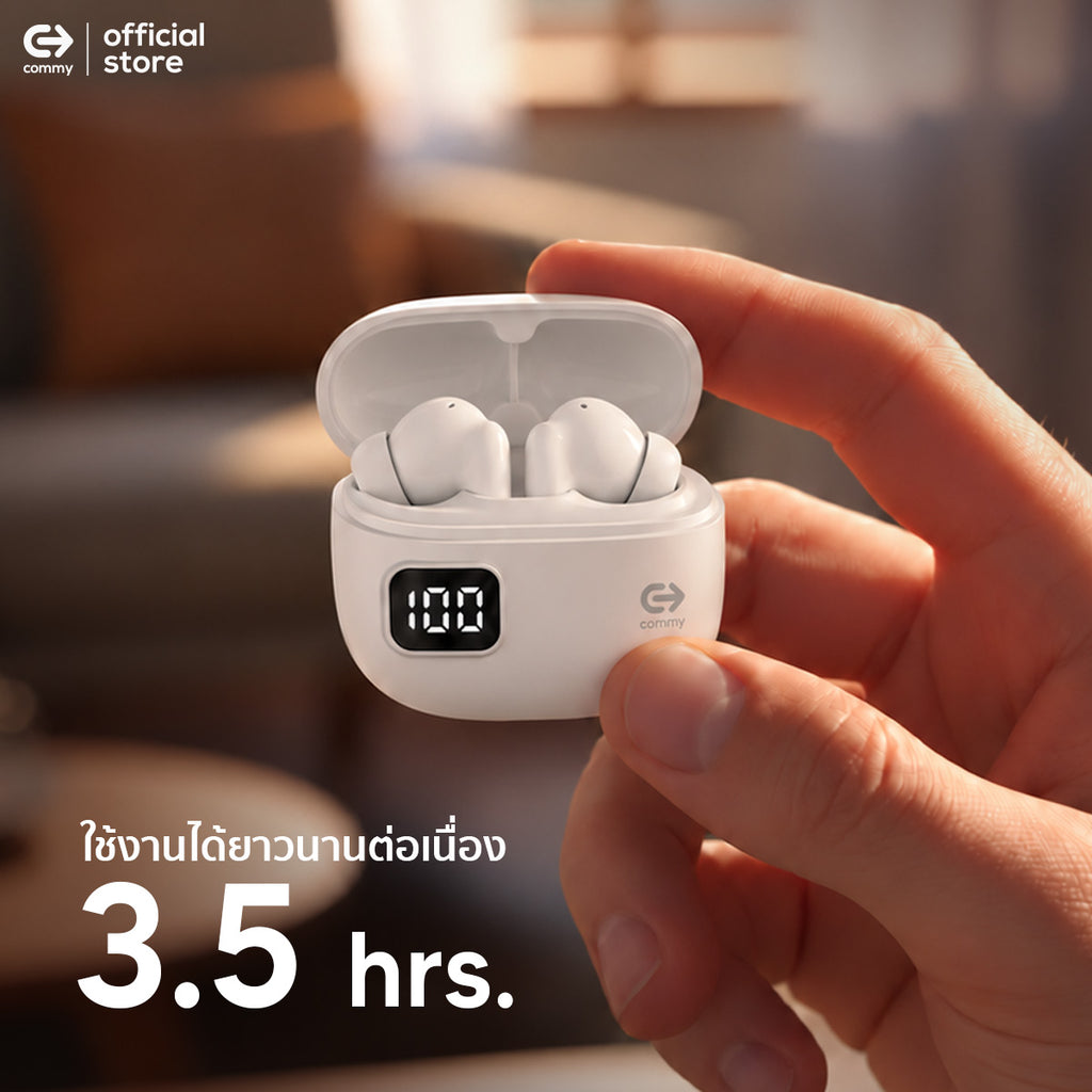 Commy หูฟังไร้สายเอไอ AI มีระบบ ANC+ENC ตัดเสียงรบกวน หูฟังบลูทูธ In-Ear พร้อมจอ LED เสียงชัด TWS012