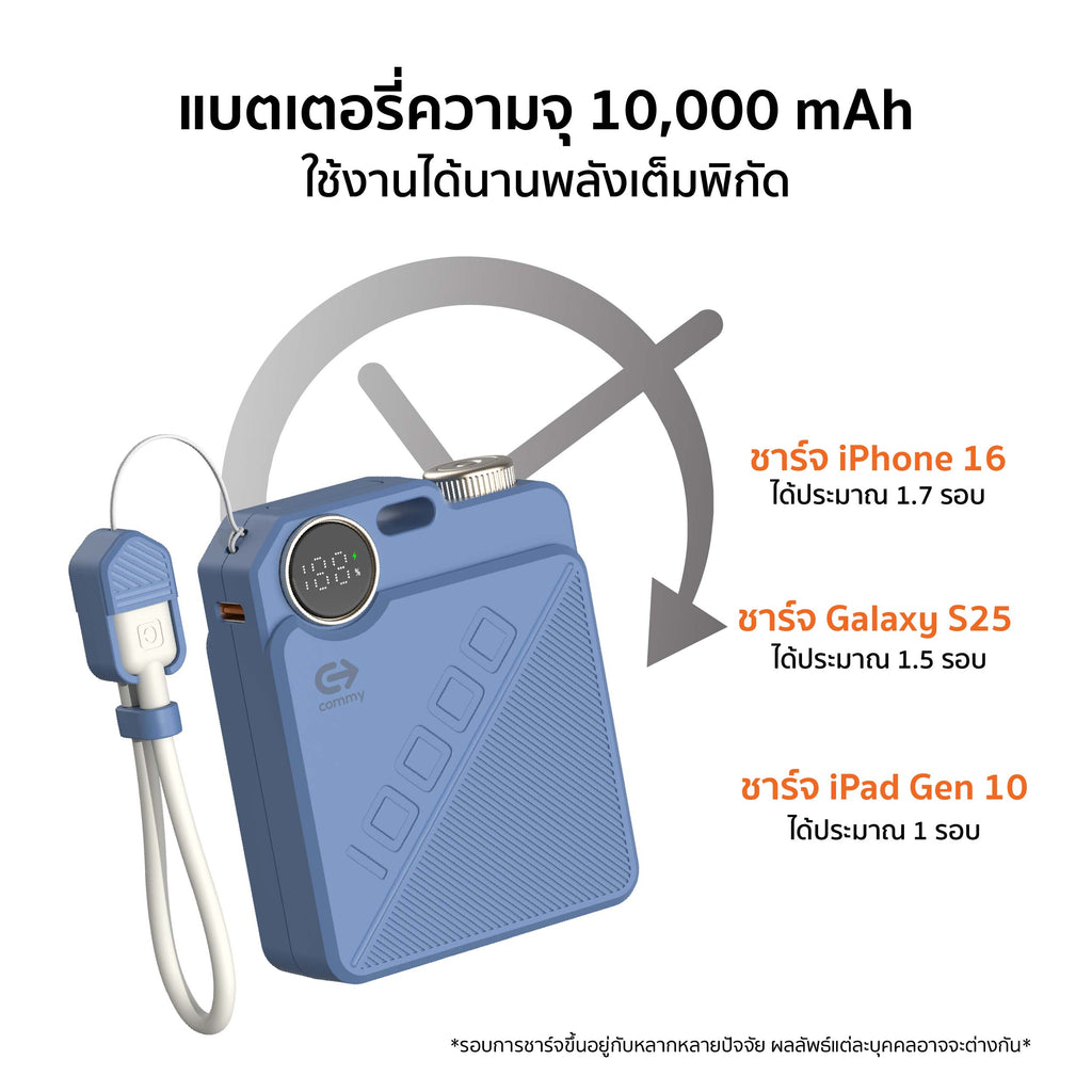 Powerbank มินิ มีสายในตัว รุ่น PB-B001 10,000 แอมป์