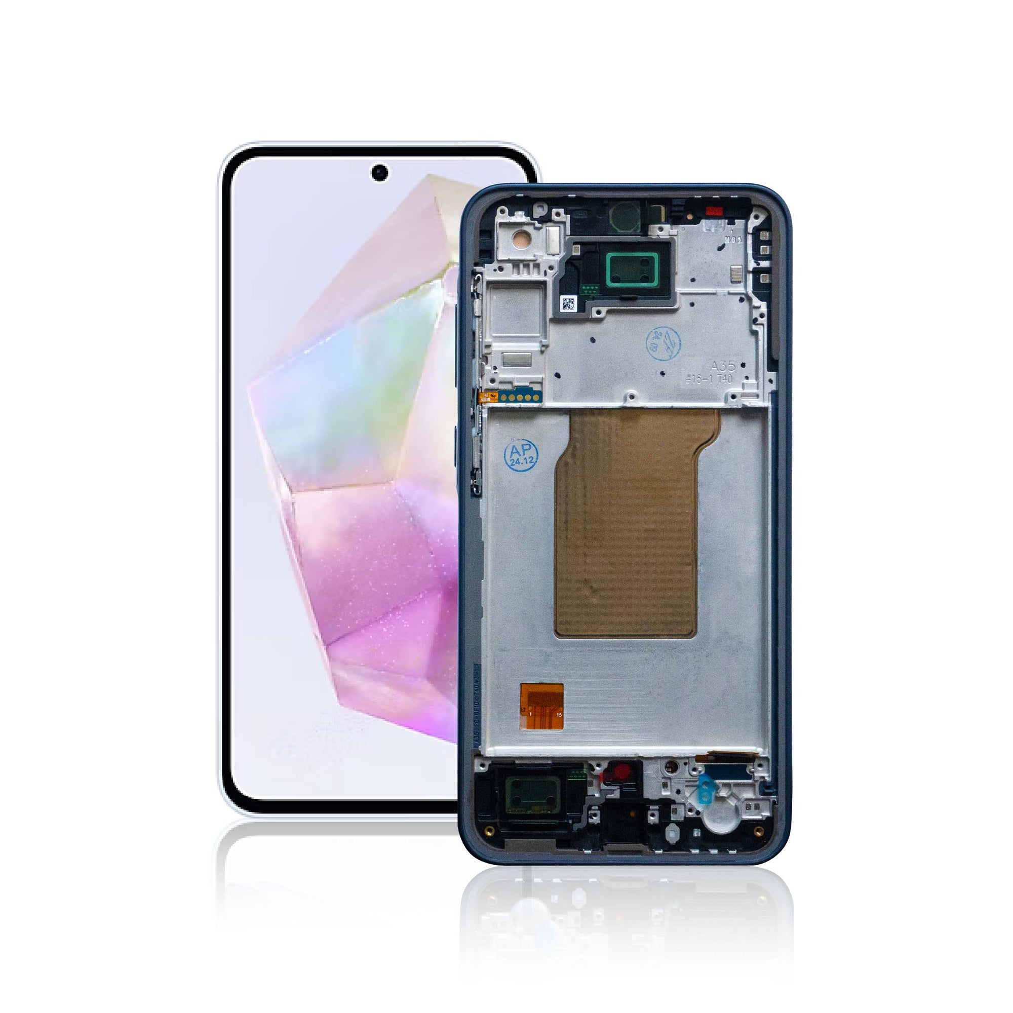 LCD หน้าจอมือถือ จอ OLED แบบมีกรอบ สำหรับ Samsung A35