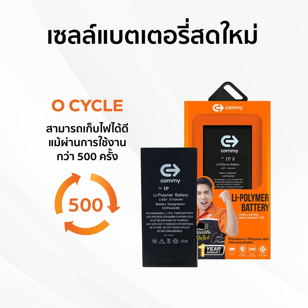 Commy แบตเตอรี่ไอโฟน ขั้วแท้ เพิ่มความจุ 25% iPhone 12mini/12/12Pro/12Promax/13Pro/14Plus/15Promax