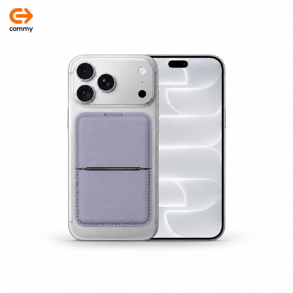 Commy ที่ใส่บัตรแม่เหล็ก Snap On Wallet ขาตั้งโทรศัพท์ มี 10 สี MagSafe พับตั้ง ใส่การ์ดได้ WL01